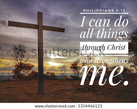 I can do all things through Christ who strengthens me with sunset background design for Christianity.