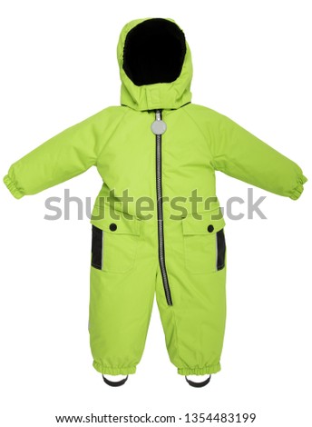 Childrens snowsuit fall on a white background Royalty-Free Stock Photo #1354483199