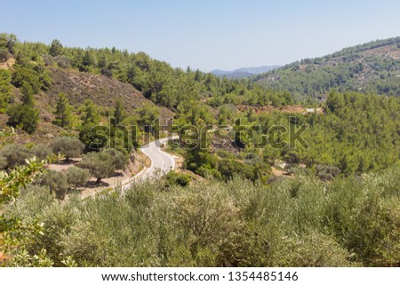 winding mountain road, Rhodes, Greece