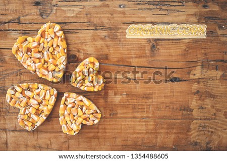 organic corn on a wooden table for the background