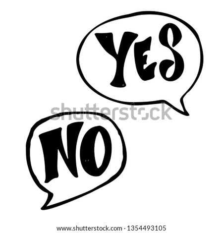 Yes and NO hand drawn vector signs. Modern lettering icon for chat or social media. Vector illustration.