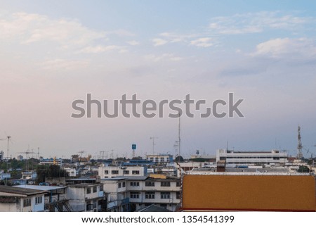 Cityscape under clouds and blue sky ,16 February 2019,in Suphanburi Province Thailand