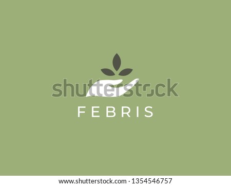 Hand with plant logo. Growth concept. Environment friendly symbol. Eco vector illustration. Hand + Leaf logo. Royalty-Free Stock Photo #1354546757