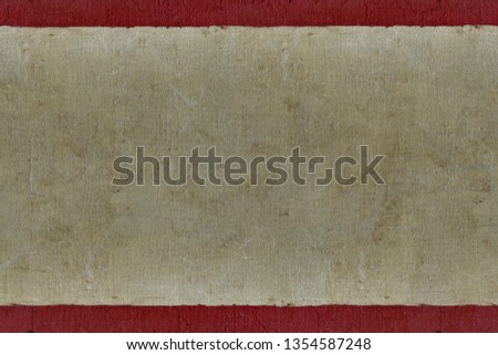 old canvas with scratches white with red narrow stripes along the edges, seamless texture