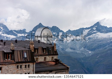 Observatory Gornergrat high in Switzerland Alps mountains Royalty-Free Stock Photo #1354647521