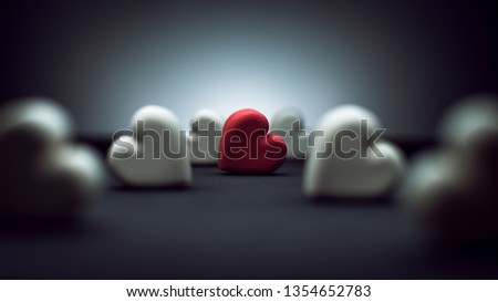 red and white color hearts from concrete 