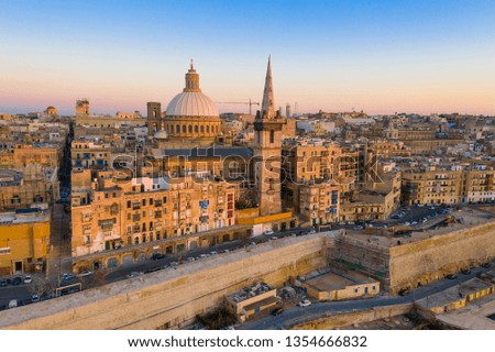 Valletta city. Malta. Aerial view. Sunset time