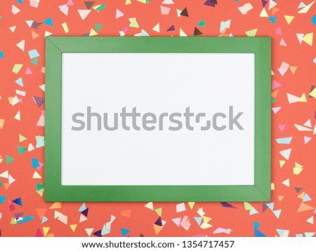 Blank card with colorful party items on a colorful background