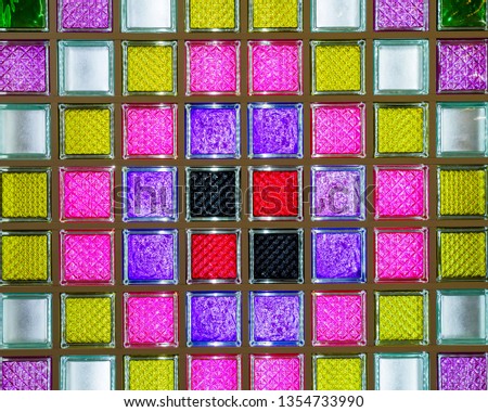 colored glass blocks in the interior
