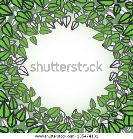 hand-drawn abstract doodle frame made from leafs