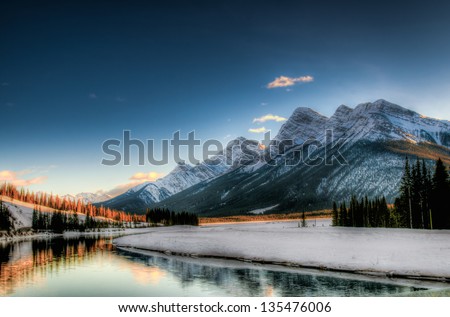 Snowy winter scenery in the Canadian Rocky Mountains - Kananaskis Country Alberta Canada