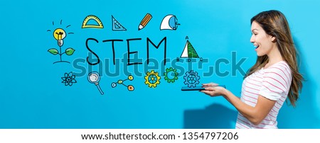 STEM with young woman using her tablet