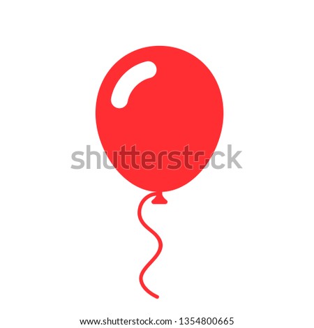 Red balloon simple flat icon vector illustration isolated on white background