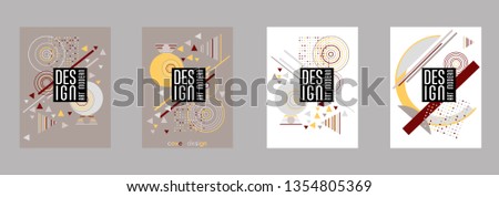 Covers templates set with bauhaus, memphis and hipster style graphic geometric elements. Applicable for placards, brochures, posters, covers and banners.