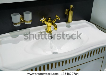 ceramic washbasin in the bathroom close up