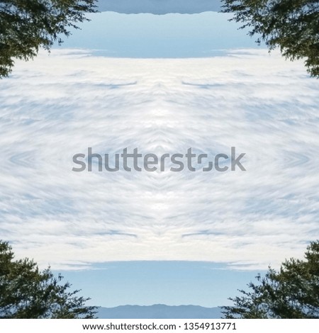 Abstract Photo Collage of Clouds and Sky with Evergreen Tree Frame 2