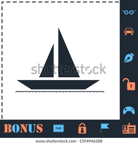 Sailboat. Perfect icon with bonus simple icons