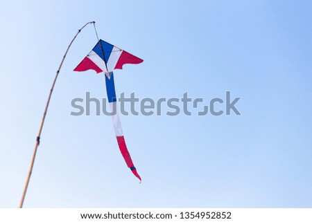 Flying kite in the blue sky, Thailand flag color