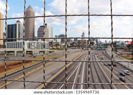 View through the lattice on highway 75 and Midtown Atlanta