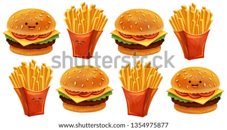 Hamburger and French fries