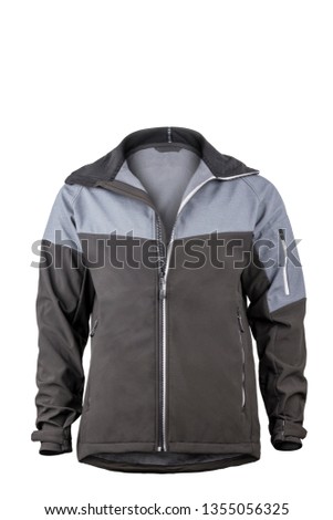 Softshell jacket black/gray isolated on white background Royalty-Free Stock Photo #1355056325