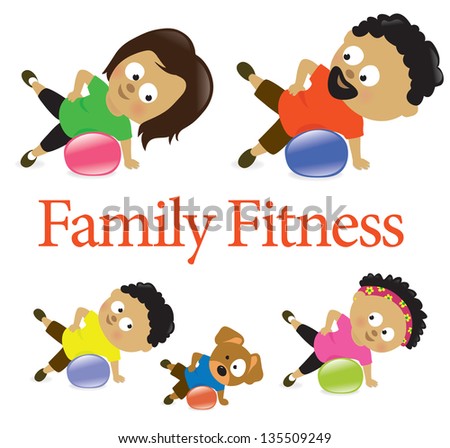 Family fitness with exercise ball 2 - Jpeg