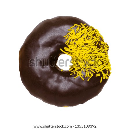Chocolate donut isolated on a white background.