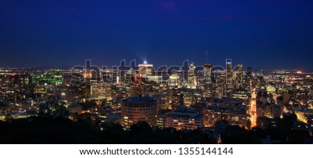 Montreal Quebec skyline after sunset