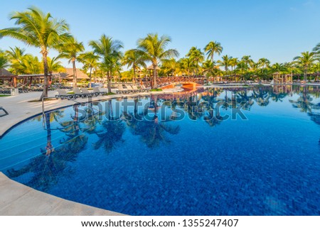 Swimming pool at the luxury tropical resort.