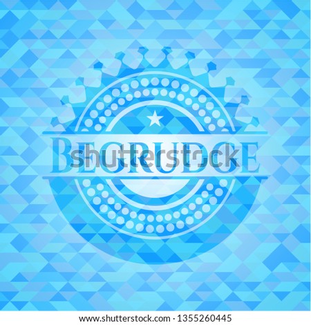 Begrudge sky blue emblem with mosaic ecological style background