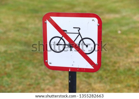 No cycling sign in a park