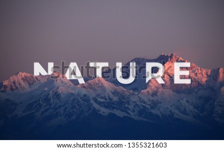 A picture of word nature with glacier on mountains during sunset.