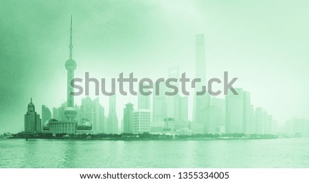 Morning, Shanghai, China Pudong building skyline, China's most prosperous urban groups