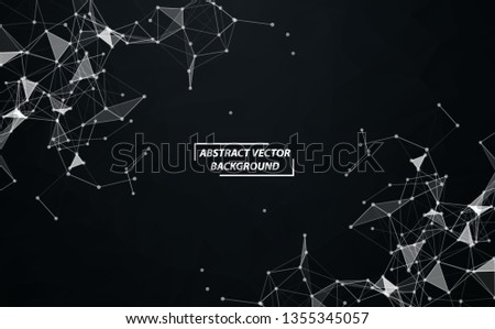 Abstract Black Polygonal Space Background with Connecting Dots and Lines.  Connection structure. Vector science background. Futuristic HUD background.