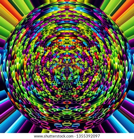 Abstract picture from many colorful straws in circle.