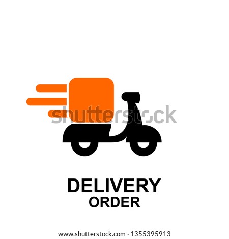 express delivery logo icon vector template with scooter bike box