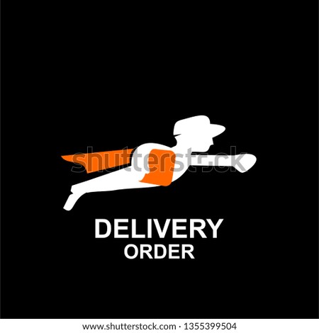 express delivery logo icon vector template concept with fast flying man