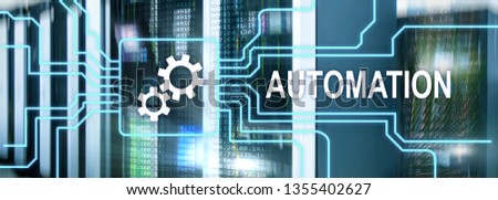Automation productivity increase concept. Technology Process on a server room background