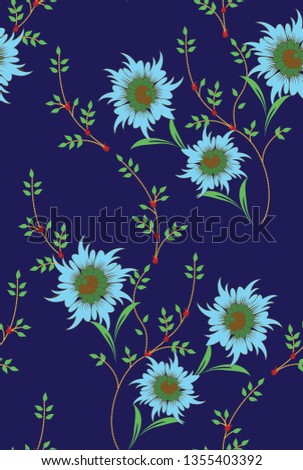 seamless  flower pattern on  navy background