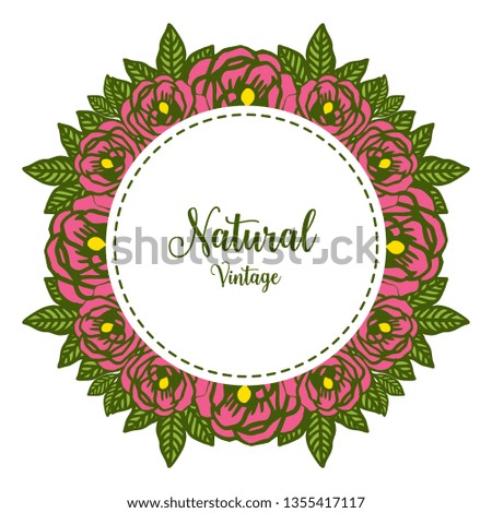 Vector illustration lettering of natural vintage with pattern art frames flower roses hand drawn