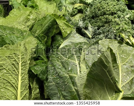 Close up of fresh Chinese cabbage (pechay) on display at a grocery store