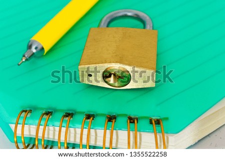 Block with padlock on the subject of privacy