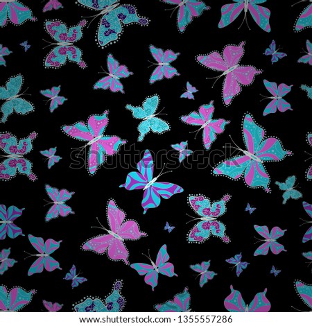 Fashion Fabric Design. Seamless abstract floral background with butterflies. Sketch, doodle, scribble. Vector. Endless.