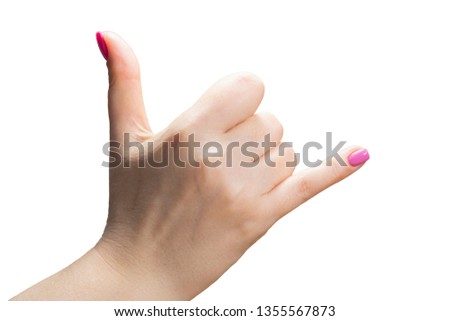 Beauty woman hands with pink fashion manicure. Isolated image close up