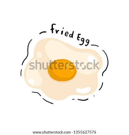 Hand doodle styles fried egg. Doodle fried egg.