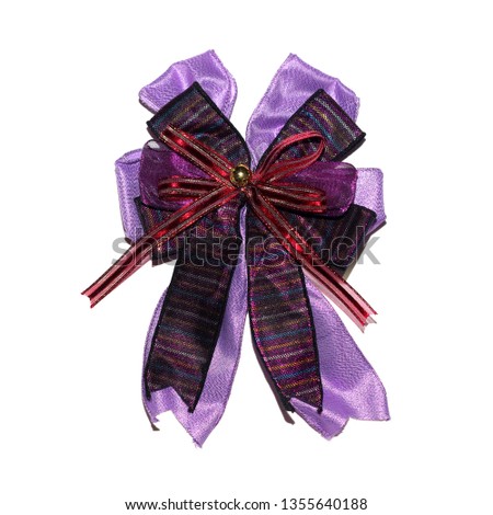 Purple Ribbon Bow gift isolated on White Background