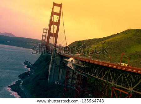 Golden Gate Bridge San Francisco Golden sunset
