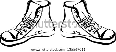 Hand drawn sneakers (gumshoes) isolated on white background