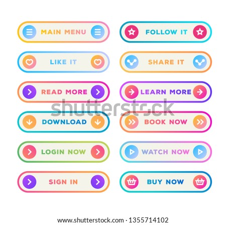 Button set line style with user interface icon isolated on transparent background for web site, ui, mobile app. Call to action icon button. Vector 10 eps