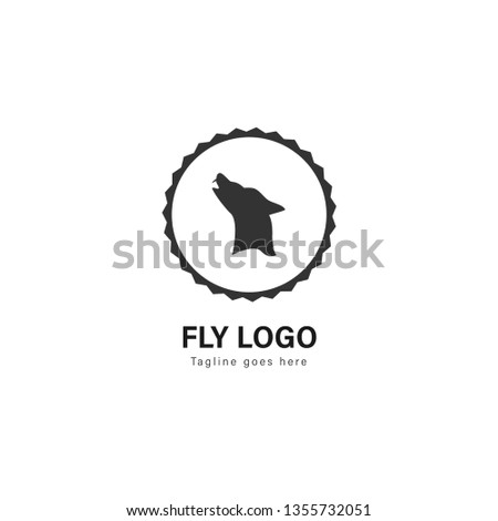 Wolf logo template design. Wolf logo with modern frame isolated on white background